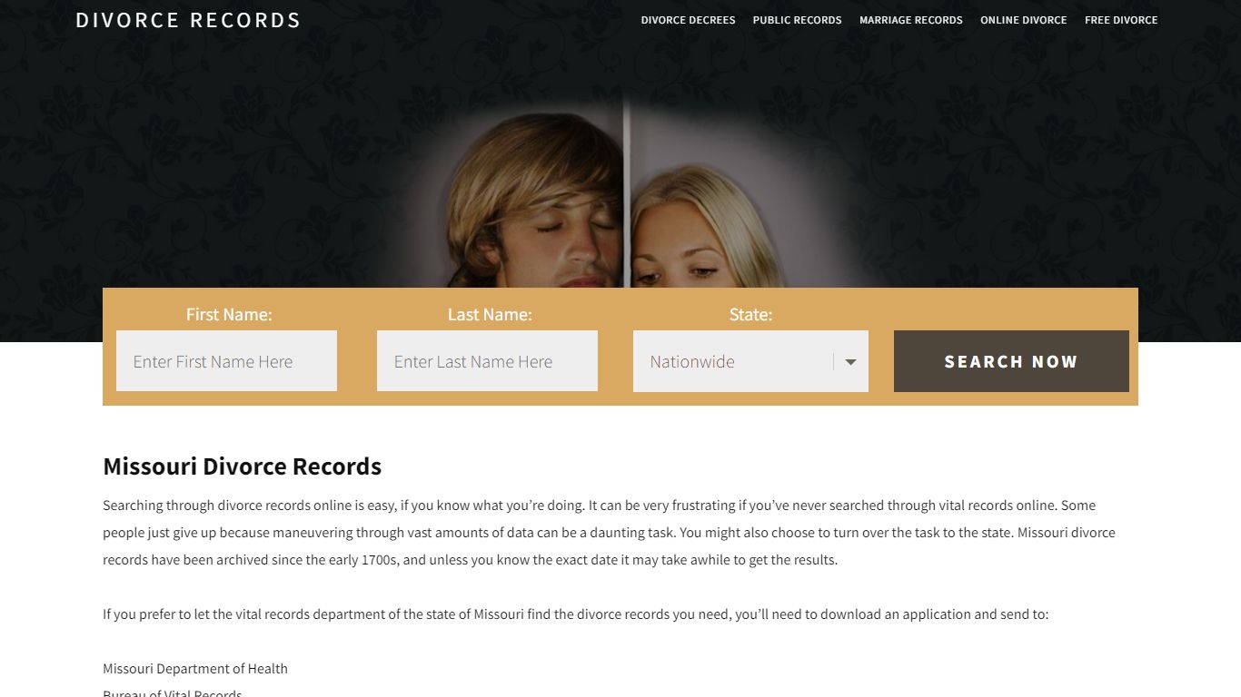 Missouri Divorce Records | Enter Name & Search | 14 Days FREE